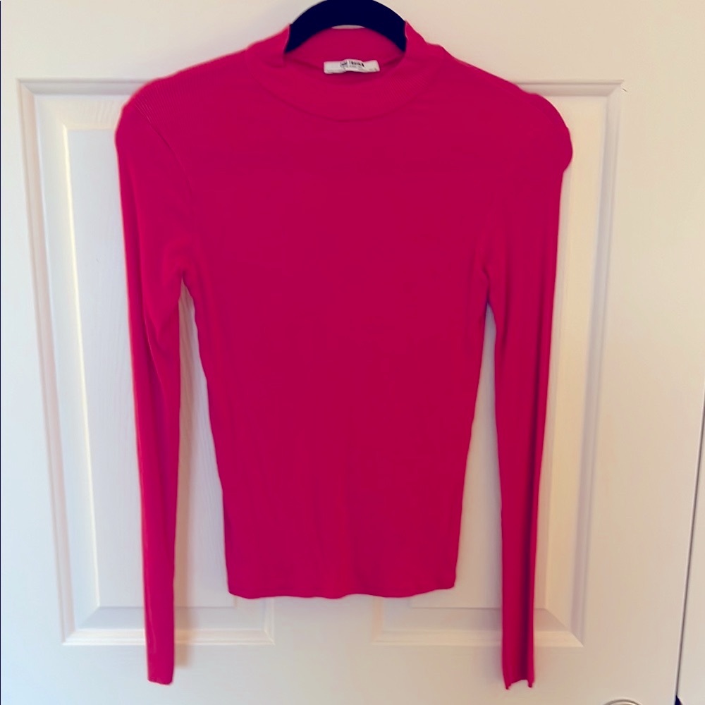 Zara Pink Fitted Long Sleeve Blouse